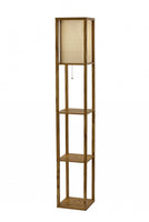 Floor Lamp with Natural Wood Finish Storage Shelves