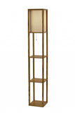 Floor Lamp with Natural Wood Finish Storage Shelves