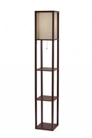 Floor Lamp with Natural Wood Finish Storage Shelves