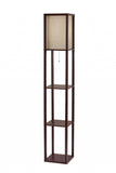 Floor Lamp with Natural Wood Finish Storage Shelves
