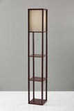 Floor Lamp with Natural Wood Finish Storage Shelves