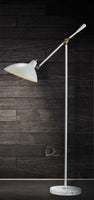 Retro Floor Lamp with Adjustable Abstract Oval White Metal Shade