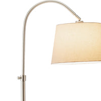 Brushed Steel Metal Floor Lamp with Adjustable Arc and Classic Linen Shade