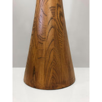 Sleek Walnut Wood Finished Floor Lamp with Frosted Glass Shade