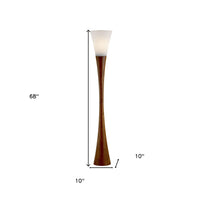 Sleek Walnut Wood Finished Floor Lamp with Frosted Glass Shade