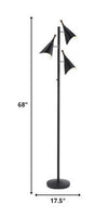 Three Light Floor Lamp in Matte Black Metal