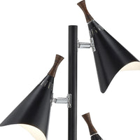 Three Light Floor Lamp in Matte Black Metal