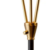 Black Metal Floor Lamp with Three Adjustable Antique Brass Accented Cone Shades