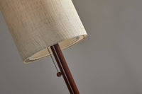 Walnut Wood Finish Floor Lamp with Slim Cylindrical Shade