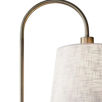 Antique Brass And Black Metal Floor Lamp With USB Charging Station Wood Shelf