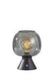 Smoked Glass Globe Shade with Vintage Edison Bulb and Matte Black Metal Table Lamp