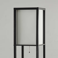 Three Drawer and Shelf Floor Lamp with Black Wood Finish