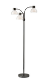 Adjustable Three Light Floor Lamp in Black Nickel Finish With Frosted Inner Shades