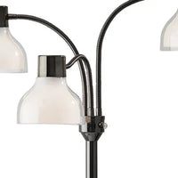 Adjustable Three Light Floor Lamp in Black Nickel Finish With Frosted Inner Shades