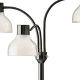 Adjustable Three Light Floor Lamp in Black Nickel Finish With Frosted Inner Shades