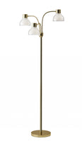 Adjustable Three Light Floor Lamp in Black Nickel Finish With Frosted Inner Shades