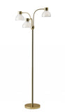 Adjustable Three Light Floor Lamp in Black Nickel Finish With Frosted Inner Shades