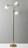 Adjustable Three Light Floor Lamp in Black Nickel Finish With Frosted Inner Shades