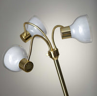 Adjustable Three Light Floor Lamp in Black Nickel Finish With Frosted Inner Shades