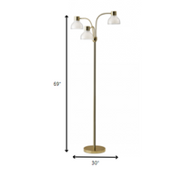Adjustable Three Light Floor Lamp in Black Nickel Finish With Frosted Inner Shades