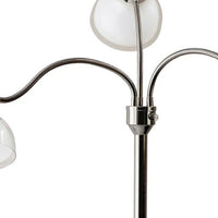 Adjustable Three Light Floor Lamp in Black Nickel Finish With Frosted Inner Shades