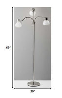 Adjustable Three Light Floor Lamp in Black Nickel Finish With Frosted Inner Shades