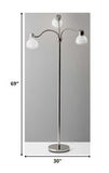 Adjustable Three Light Floor Lamp in Black Nickel Finish With Frosted Inner Shades