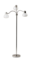 Adjustable Three Light Floor Lamp in Black Nickel Finish With Frosted Inner Shades