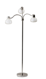 Adjustable Three Light Floor Lamp in Black Nickel Finish With Frosted Inner Shades