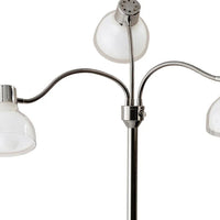 Adjustable Three Light Floor Lamp in Black Nickel Finish With Frosted Inner Shades