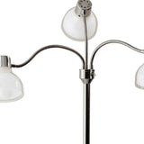 Adjustable Three Light Floor Lamp in Black Nickel Finish With Frosted Inner Shades
