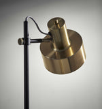 Retro Floor Lamp with Matte Black Pole and Adjustable Jumbo Antique Brass Metal Shade