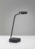 Tech Enhanced Black Metal Disk LED Adjustable Desk Lamp