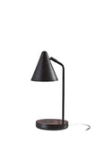 Matte Black Metal Wireless Charging Adjustable Desk Lamp with Walnut Wood Accent