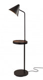 Matte Black Metal Floor Lamp with Wireless Charging Task Shelf