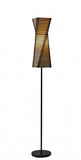 Tall Sculptural Twist Floor Lamp with Black Cane Stick And Natural Paper Shade