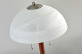 Walnut Wood with Milky Frosted Glass Dome Shade Table Lamp