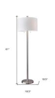 Classic Steel with Double Bulb and White Shade Floor Lamp