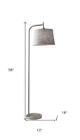 Arc Steel Metal Floor Lamp  with Soft Contemporary Textured Grey Linen Shade