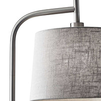 Arc Steel Metal Floor Lamp  with Soft Contemporary Textured Grey Linen Shade