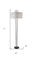 Triple Steel Pole Floor Lamp with Stylish Floating White Fabric Shade Silhouette