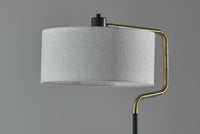 Black Metal with Brass Adjustable Swing Arm and Drum Shade Table Lamp