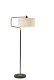 Black Metal Floor Lamp with Brass Adjustable Swing Arm and Drum Shade