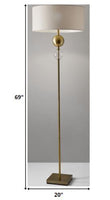 20" X 20" X 69" Brass Metal Floor Lamp