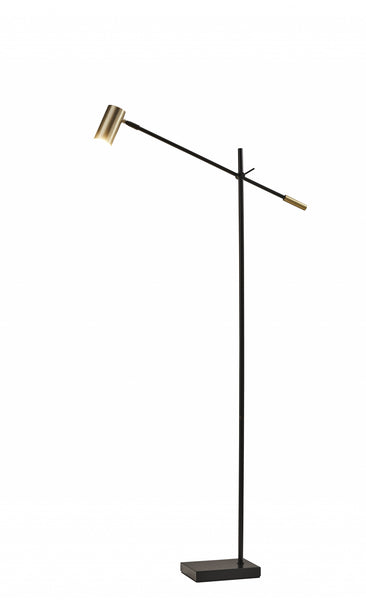 Black Metal Antique Brass Floor Lamp Tilt Arm LED Task Light