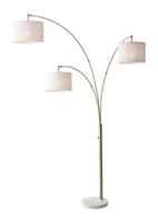 Three Light Floor Lamp Brass Metal Arc Arms