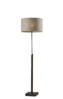 Sculptural Wood Floor Lamp with Black Metal Accents
