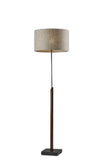 Sculptural Wood Floor Lamp with Black Metal Accents