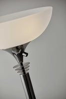 Modern Black Nickel Thick Pole Torchiere Floor Lamp