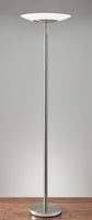 Brushed Steel Metal Thick Pole with Wide Disc Shade Torchiere Floor Lamp
